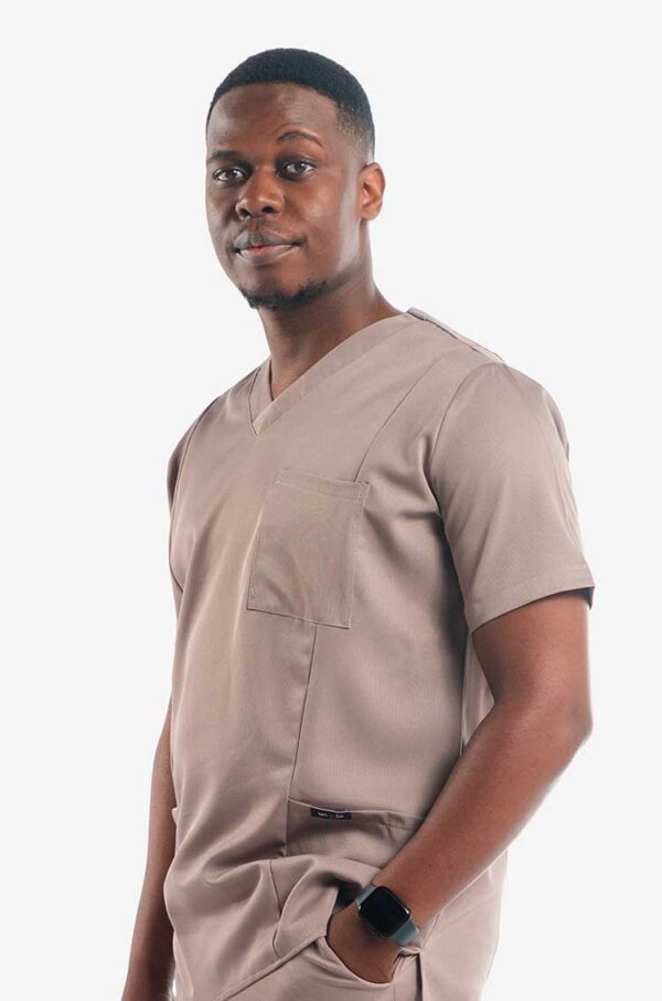 Kingsley Mens V-neck Scrub Tops - Silver, 4XL