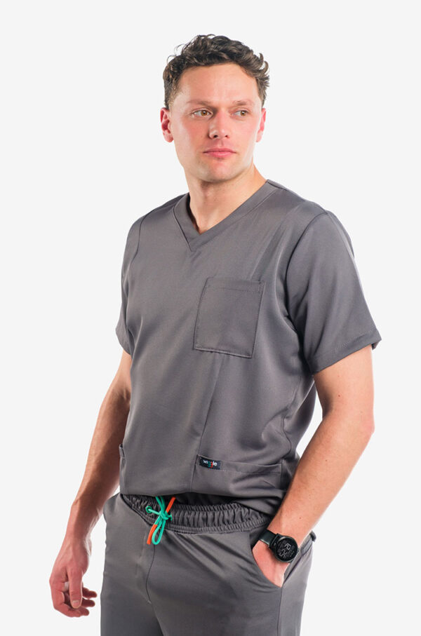 Kingsley Mens V-neck Scrub Tops - Charcoal, 4XL