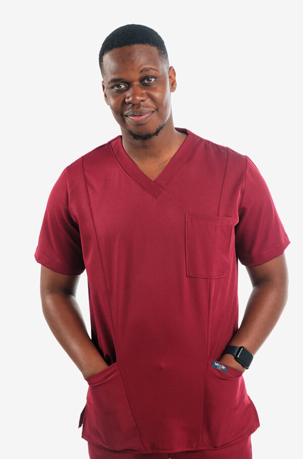 Kingsley Mens V-neck Scrub Tops - Maroon, 4XL