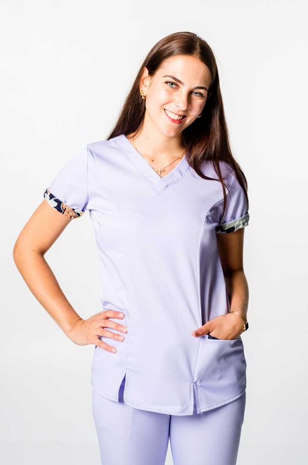 Molly Ladies Roll-up Sleeve Scrub Tops - Lilac, 4XL