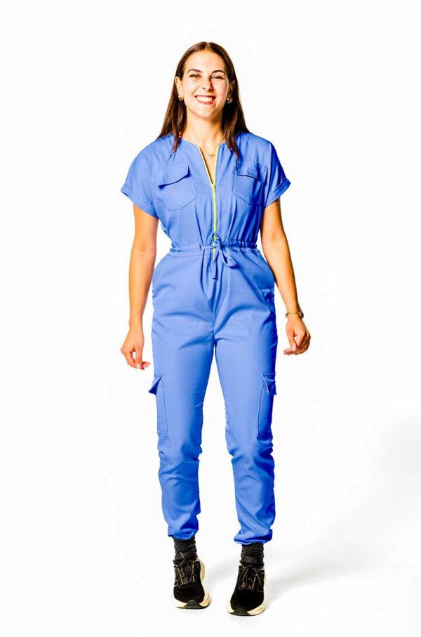 Sheeba Cuffed Sleeve Jogger Ladies Jumpsuit - Periwinkle, XXS