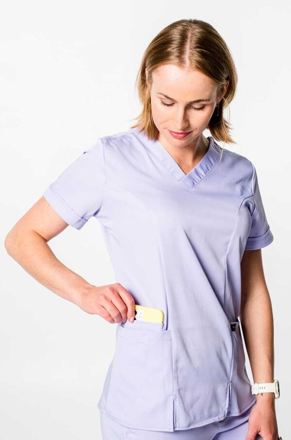 Vega Ladies Cuffed Sleeved V-Neck - Lilac, XXS