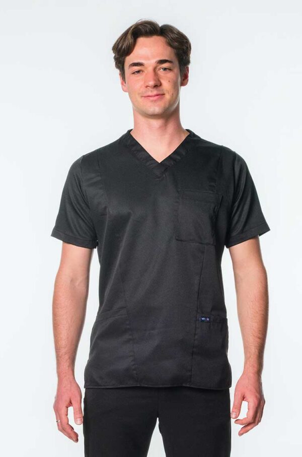 Kingsley Mens V-neck Scrub Tops - Black, 4XL