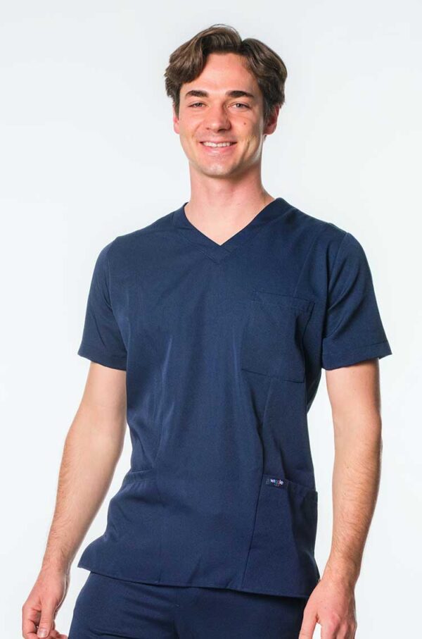 Kingsley Mens V-neck Scrub Tops - Navy, 4XL
