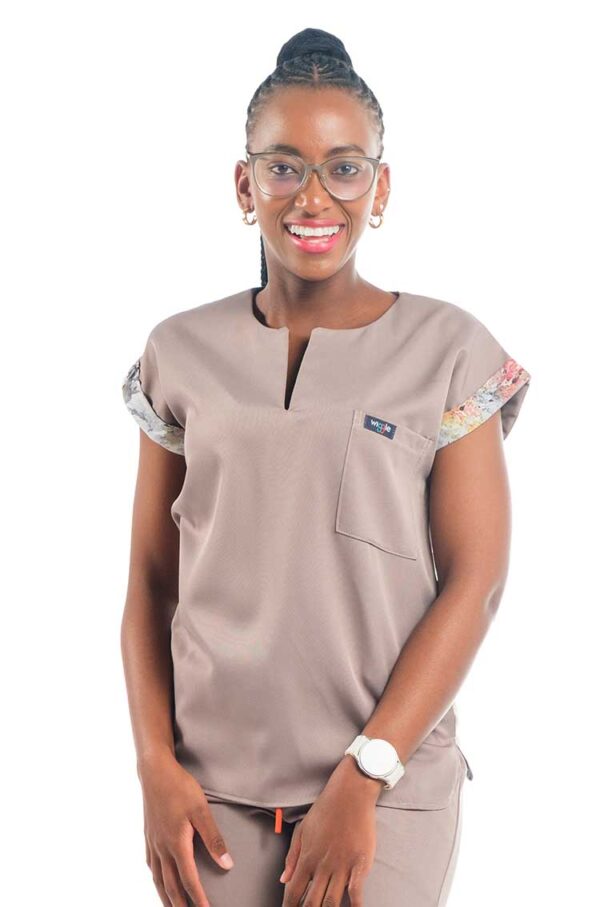Kiki Ladies Tuck-in Scrub Top - Silver, XXS