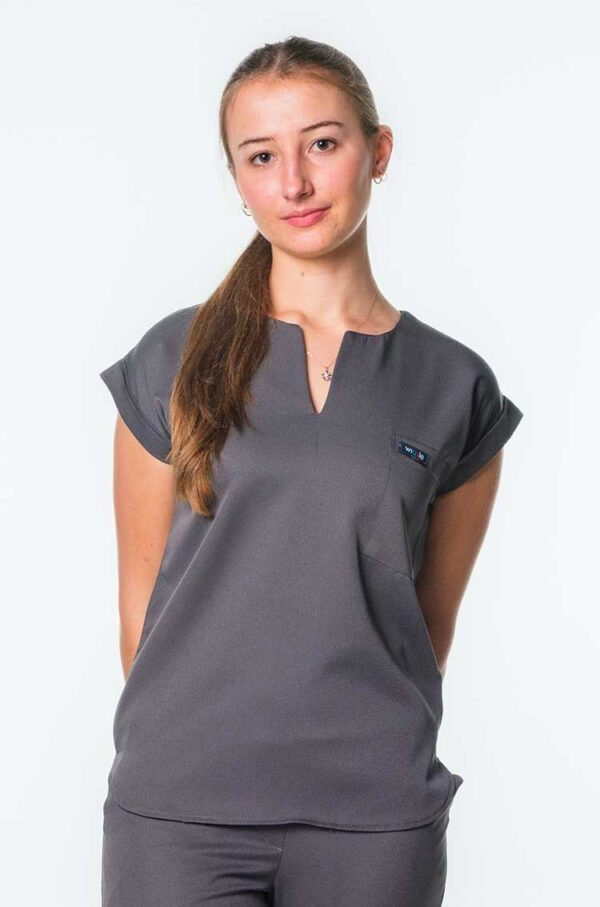 Lola Ladies Tuck-in Scrub Top - Charcoal, 4XL