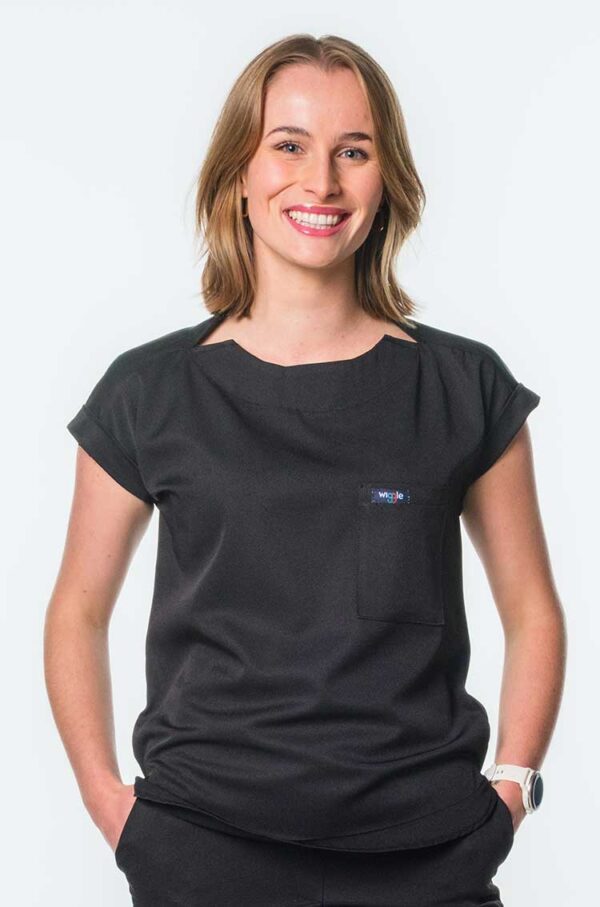 Luna Cuffed Sleeve Tuck-In Scrub Top - Black, 4XL