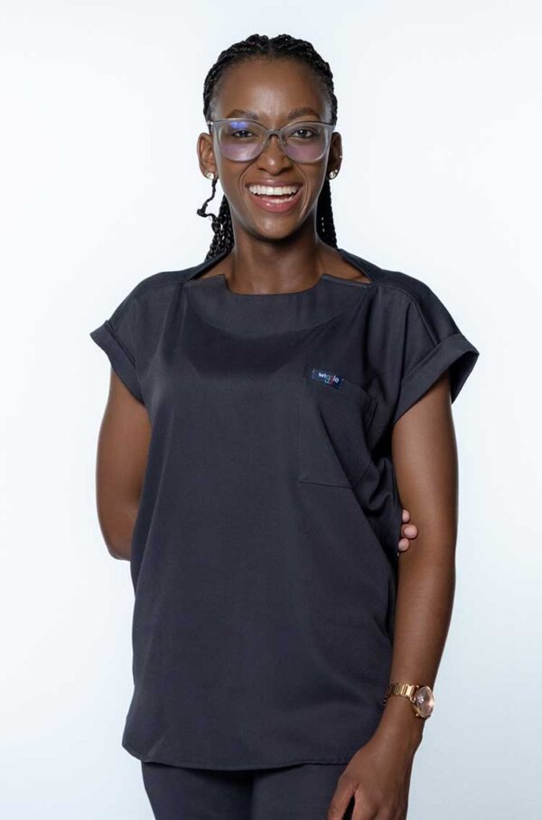 Luna Cuffed Sleeve Tuck-In Scrub Top - Charcoal, 4XL