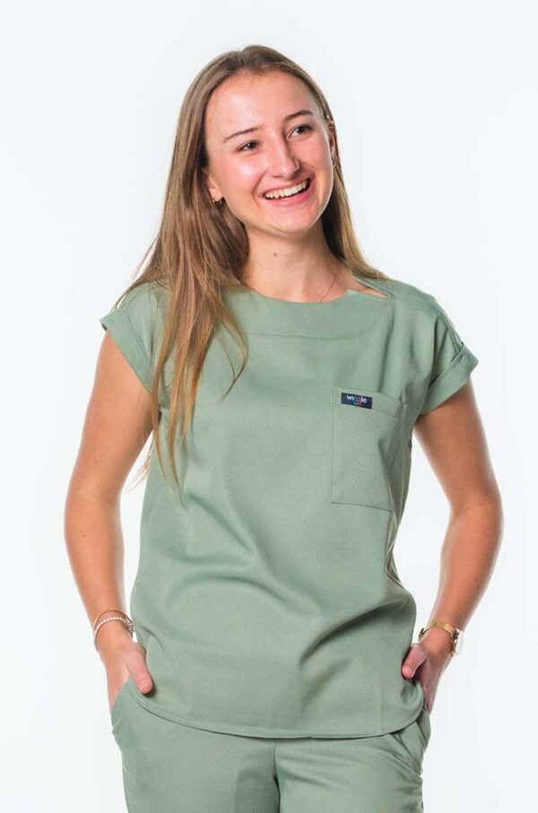 Luna Cuffed Sleeve Tuck-In Scrub Top - Pistachio, 4XL