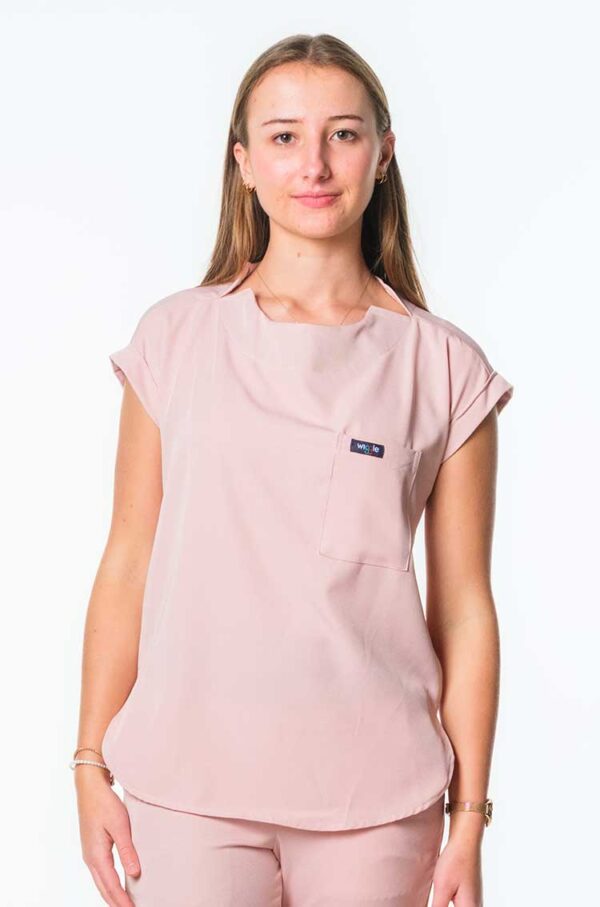 Luna Cuffed Sleeve Tuck-In Scrub Top - Rose, 4XL