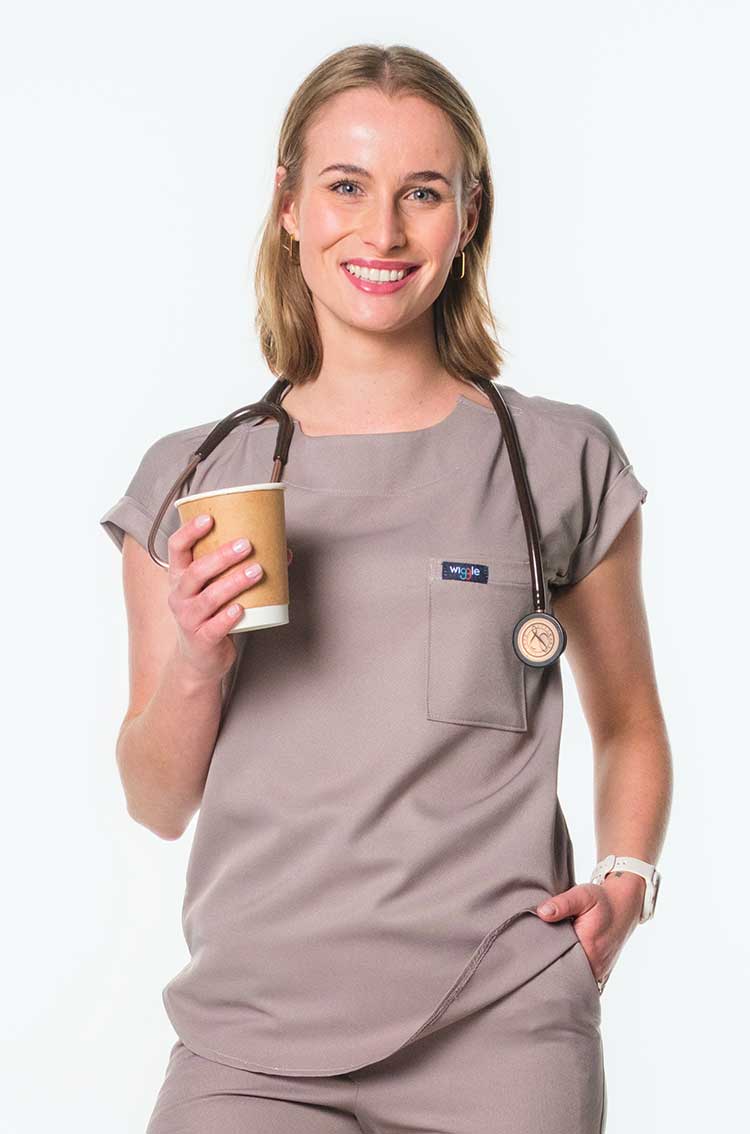 Luna Cuffed Sleeve Tuck-In Scrub Top - Image 1