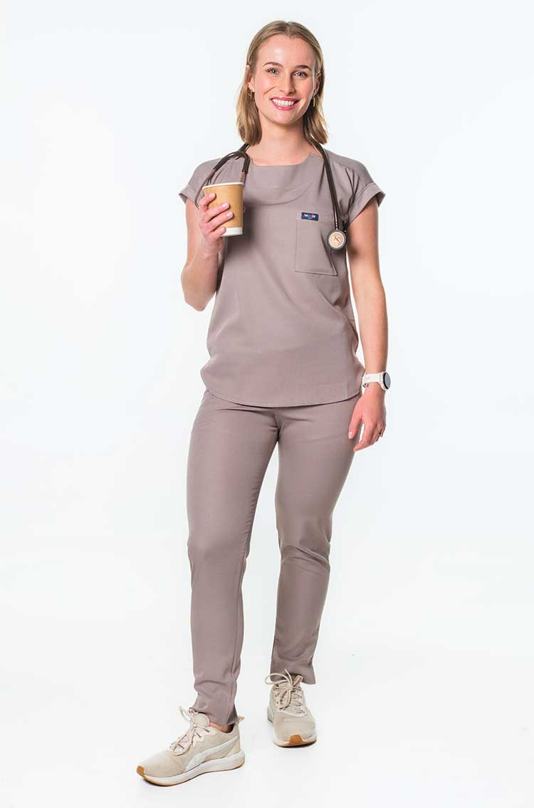 Luna Cuffed Sleeve Tuck-In Scrub Top - Image 2