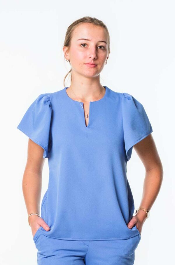 Sunny Frilly Sleeved Tuck-in Scrub Top - 4XL, Silver