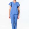 Sunny Frilly Sleeved Tuck-in Scrub Top - Thumbnail Image 2