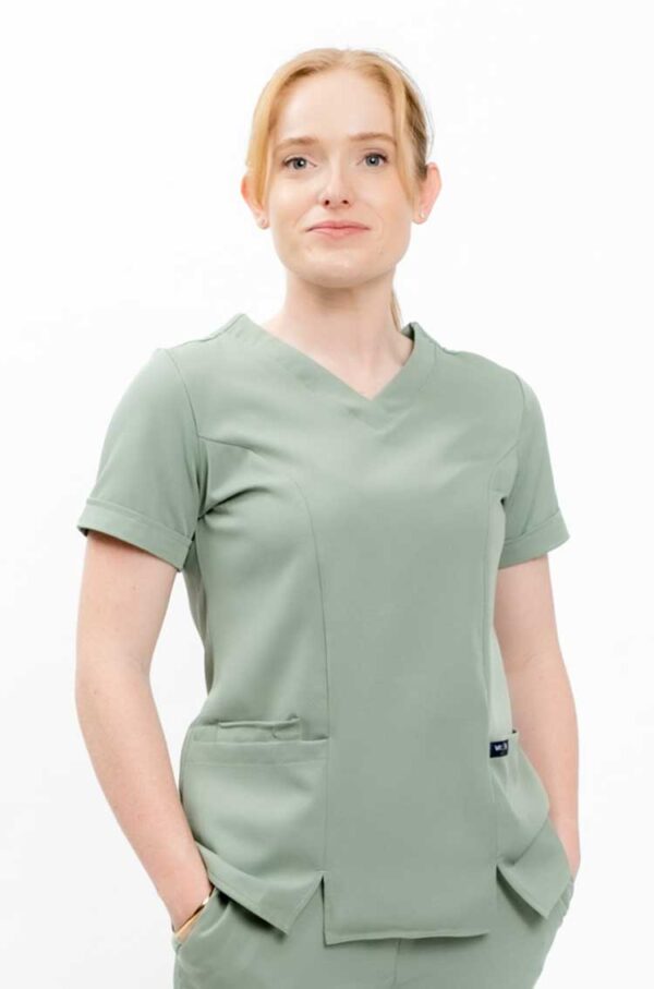 Vega Ladies Cuffed Sleeved V-Neck - Pistachio, 4XL