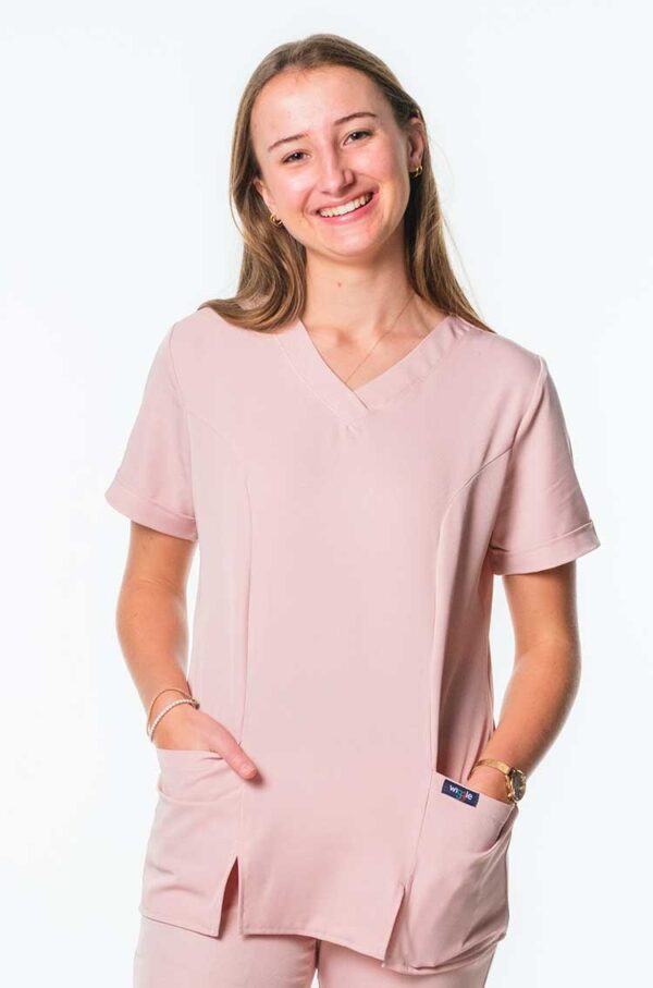 Vega Ladies Cuffed Sleeved V-Neck - Rose, 4XL