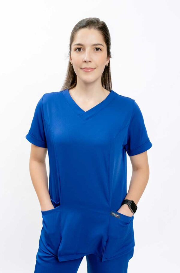 Vega Ladies Cuffed Sleeved V-Neck - Royal Blue, 4XL