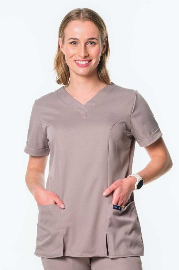 Vega Ladies Cuffed Sleeved V-Neck - Silver, 4XL